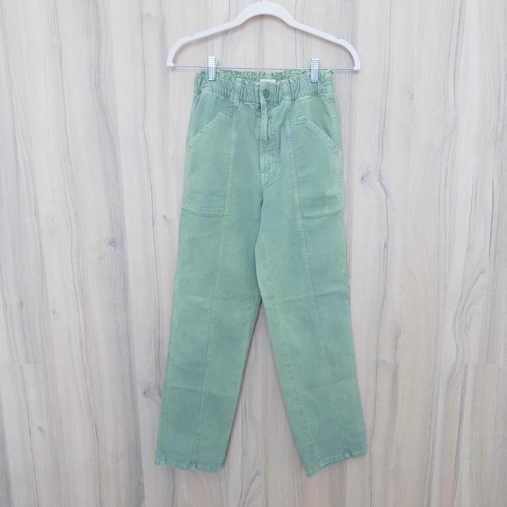 Mother Womens Jeans 26 Green Spring Ankle Elastic Waist Utility Straight Leg